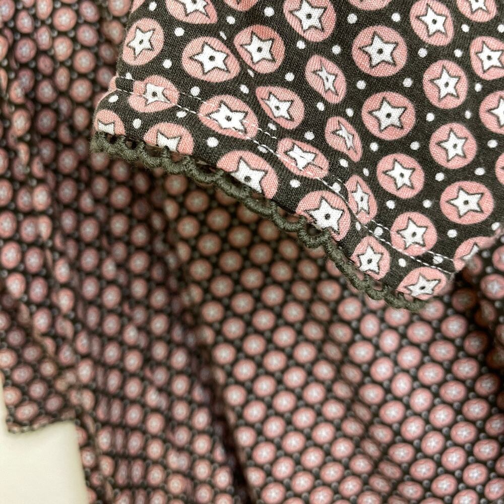 Boden Long Sleeve Shirt Womens Size 18 Plus Natasha Star Print Stretch Scallop - Picture 8 of 10